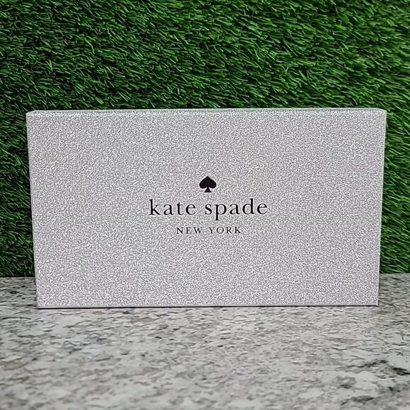 Kate Spade Wallet Tinsel Boxed Large Slim Card Holder in Glitter, Rose Gold - Picture 2 of 14